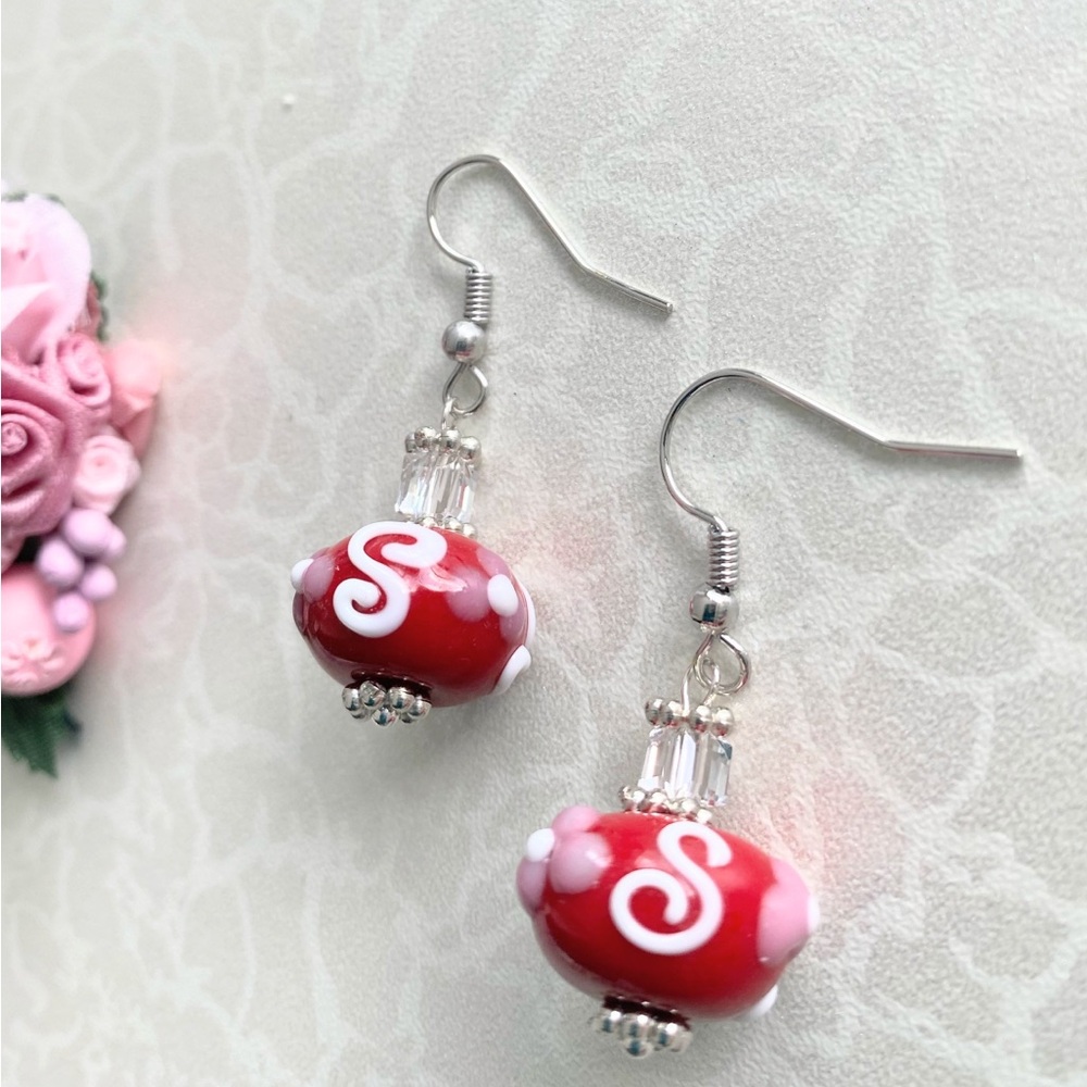 Handmade Red and Pink Lampwork Glass Bead Earrings - Elegant Women’s Jewelry